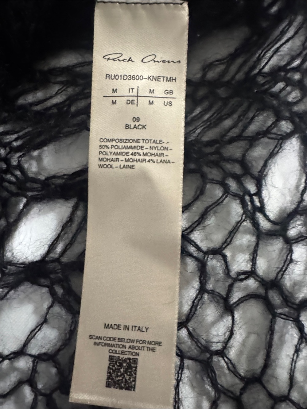 RICK OWENS Tommy Open Knit Sweater size M - Picture 9 of 12